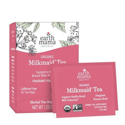 Earth Mama Organic Milkmaid for Lactation and Breast Milk Production Herb Bagged Teas - 16ct
