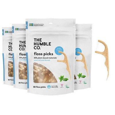 The Humble Co. Plant-Based Dental Floss Picks - Mint - 50ct/4pk