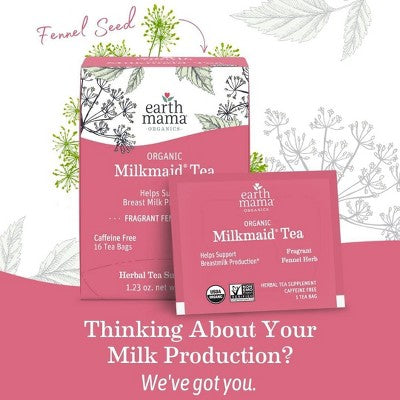 Earth Mama Organic Milkmaid for Lactation and Breast Milk Production Herb Bagged Teas - 16ct