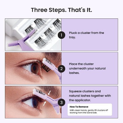 Impress Pre-Glued Lash Clusters Kit - Classic Natural False Eyelashes - 37ct