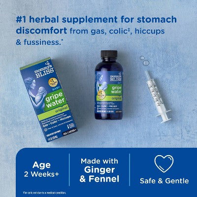 Mommy's Bliss Gripe Water for Babies with Gas, Colic or Stomach Discomfort - 4 fl oz