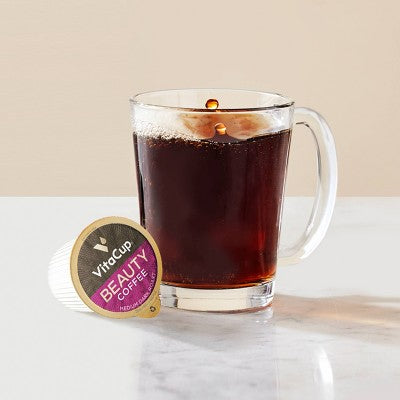 VitaCup Beauty Collagen Coffee Pods w/ Biotin for Hair, Skin & Nails Medium Dark Roast - 32ct