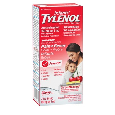 Infants' Tylenol Pain & Fever Reducer Liquid - Acetaminophen - Dye-Free Cherry - 2 fl oz