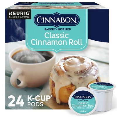 Cinnabon Classic Cinnamon Roll Flavored Light Roast Keurig K-Cup Coffee Pods - 24ct