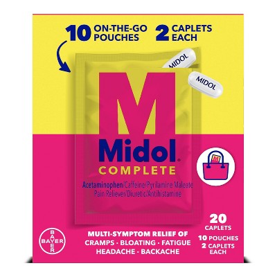 Midol On the Go Menstrual Symptom Relief with Acetaminophen Tablets - 20ct