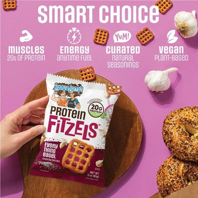 Lenny & Larry's FITZELS Everything Bagel- High Protein Pretzels - Plant Based Protein - 20g Protein - 3oz/8pk