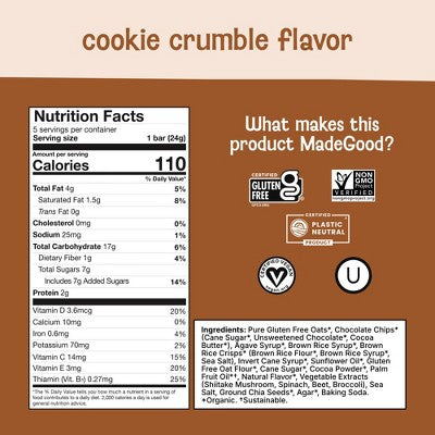MadeGood Chocolate Dipped Granola Bar Cookie Crumble - 4.2oz