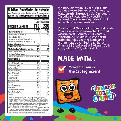 General Mills Cinnamon Toast Crunch Breakfast Cereal - 27oz: No Artificial Flavors, Whole Grain