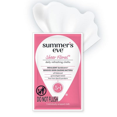 Summer's Eve Sheer Floral 5-in-1 Feminine Wipes - 12ct