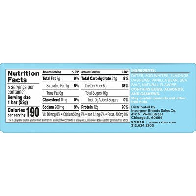 RXBAR Vanilla Almond Protein Bars - 5ct/9.1oz