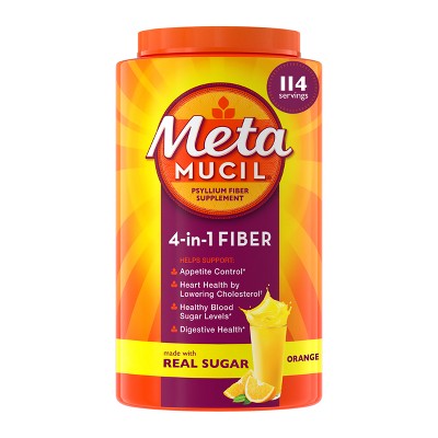 Metamucil Psyllium GLP1 Friendly Fiber Supplement with Sugar Powder - Orange - 48.2oz