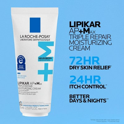 La Roche Posay Lipikar AP+M Triple Repair Body Moisturizing Cream Body and Face Moisturizer for Dry Skin with Shea Butter and Glycerin