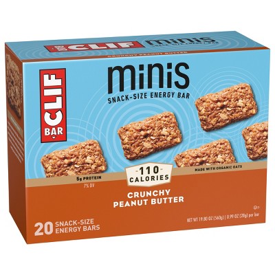 CLIF Bar Mini Crunchy Peanut Butter Granola Protein Bar Made with Organic Oats - 5g Protein - 19.8oz/20pk