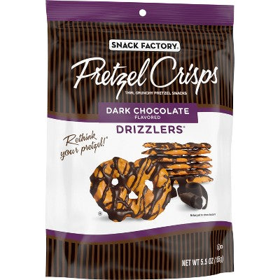 Snack Factory Pretzel Crisps Drizzlers Dark Chocolate Drizzled Pretzels - 5.5oz