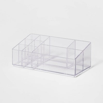 Bathroom Plastic 9 Slot Mixed Cosmetic Vanity Organizer Clear - Brightroom™