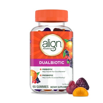 Align DualBiotic Prebiotic & Probiotic Daily Supplement Gummies - Natural Fruit  - 60ct