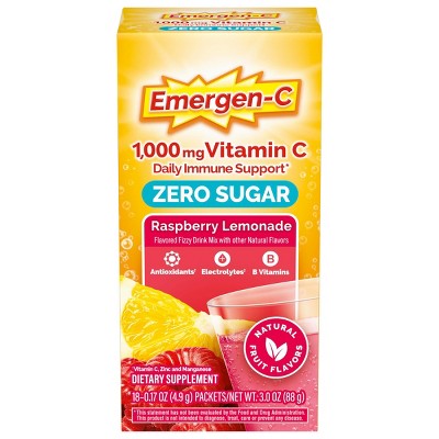 Emergen-C Zero Sugar Raspberry Lemonade Vitamin Packet - Raspberry Lemonade - 3oz/18ct