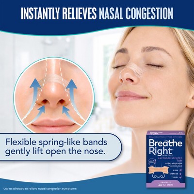 Breathe Right Lavender Scented Drug-Free Nasal Strips for Congestion Relief - 26ct