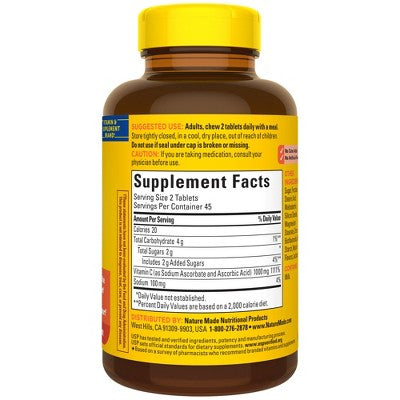 Nature Made Extra Strength Dosage Chewable Tablets Vitamin C 1000 mg per Serving - Orange, USP Verified - 90ct