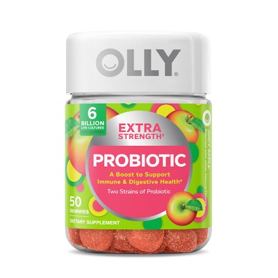 OLLY Extra Strength Probiotic Gummies for Immune and Digestive Support - Gluten-Free, No Artificial Flavors - 50ct