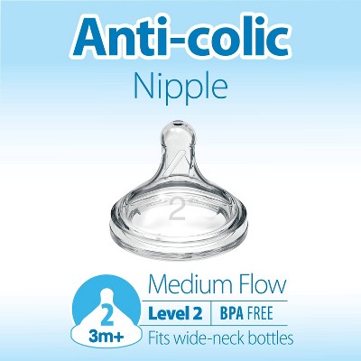 Dr. Brown's Level 2 Wide-Neck Baby Bottle Silicone Nipple - Medium Flow - 2pk - 3m+