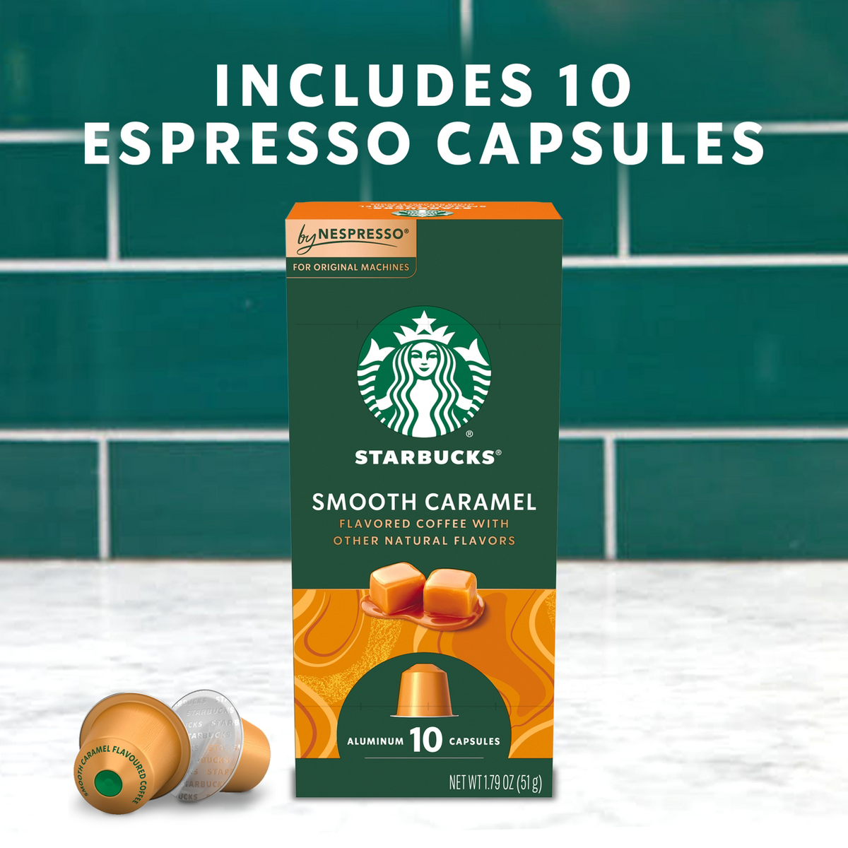 Starbucks by Nespresso OL, Light Roast Coffee - Smooth Caramel - 1 Box (10 Pods)