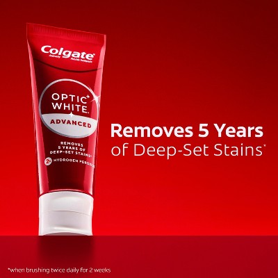 Colgate Optic White Advanced Whitening Toothpaste with Fluoride, 2% Hydrogen Peroxide - Sparkling White - 3.2oz