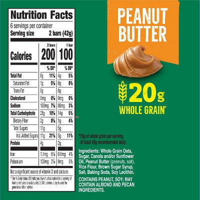 Nature Valley Crunchy Peanut Butter Granola Bars - 6ct/8.94oz: No Artificial Flavors, Whole Grain