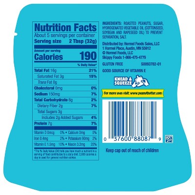 Skippy Regular Creamy Squeeze Pouch - 6oz