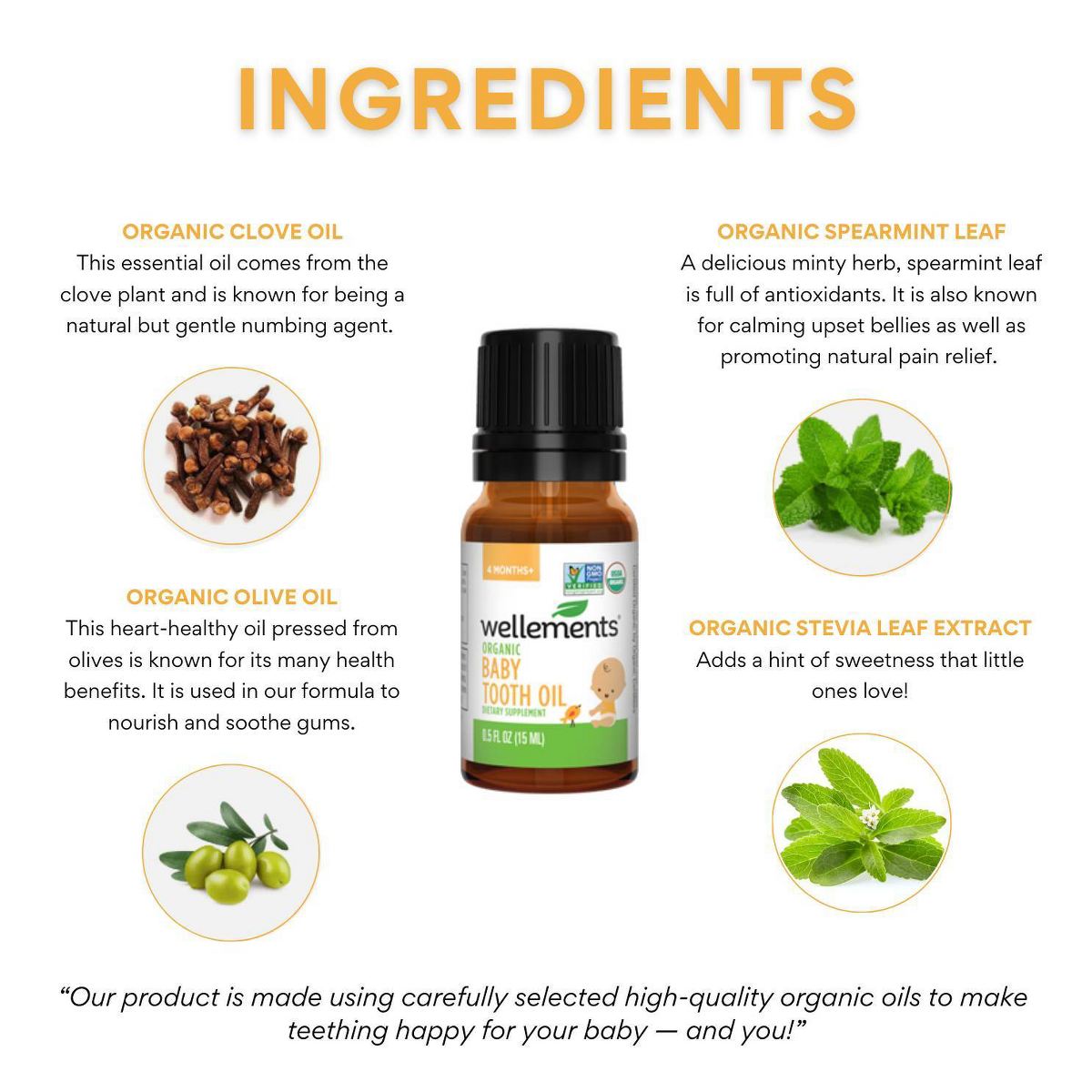 Wellements Organic Baby Tooth Oil - 0.5 fl oz
