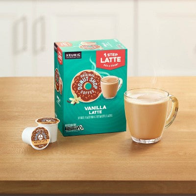 The Original Donut Shop One Step Latte Vanilla Dark Roast- Keurig K-Cup Coffee Pods - 20ct