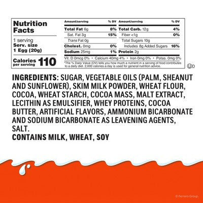 Kinder Joy Sweet Cream Topped with Cocoa Wafer Bites Milk Chocolate Treat + Toy Candy - 0.7oz