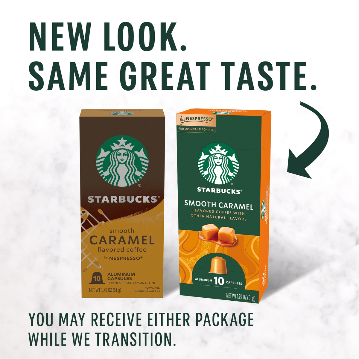 Starbucks by Nespresso OL, Light Roast Coffee - Smooth Caramel - 1 Box (10 Pods)
