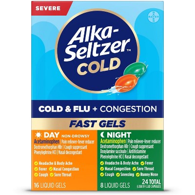 Alka-Seltzer Plus PowerMax Day/Night Cough, Cold & Flu Relief Liquid Gels - 24ct