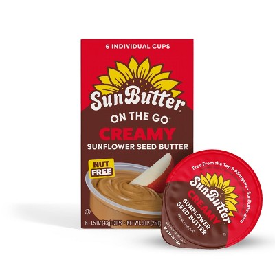 SunButter On the Go Cups Creamy Sunflower Spread, Nut Free, Non-GMO – 9oz/6ct