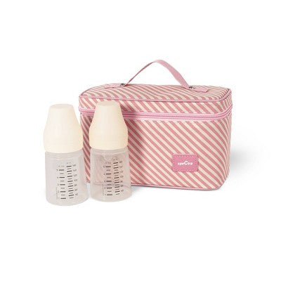 Spectra Pink Striped Cooler with Ice Pack and Breast Milk Bottles Kit