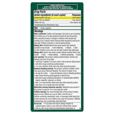 Excedrin Migraine Pain Reliever Caplets - Acetaminophen/Aspirin (NSAID)