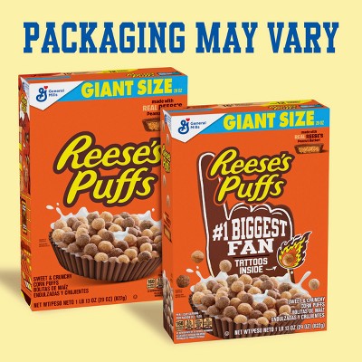 Reese's Peanut Butter Puffs Giant Size Cereal - 29oz: No High Fructose Corn Syrup, Whole Grain