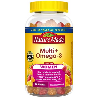 Nature Made Multi for Her + Omega-3 Gummies - Lemon, Orange & Strawberry