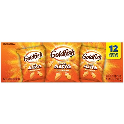 Goldfish Flavor Blasted Crackers Xtra Cheddar Snack Packs - 10.8oz/12ct: No Artificial Preservatives, No Artificial Flavors