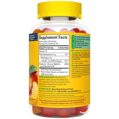 Nature Made Extra Strength Vitamin D3 5000 IU (125 mcg) Bone Health & Immune Support Vitamin Gummies - 80ct