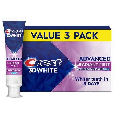 Crest 3D White Advanced Teeth Whitening Toothpaste - Radiant Mint - 3.3oz/3pk