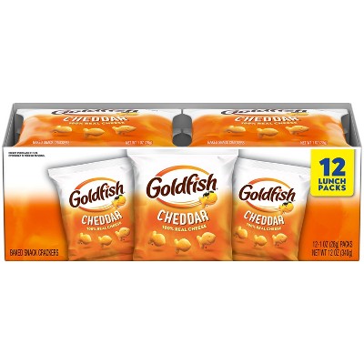 Goldfish Cheddar Crackers Snack Packs - 1oz/12ct: No Artificial Preservatives, No Artificial Flavors, No High Fructose Corn Syrup