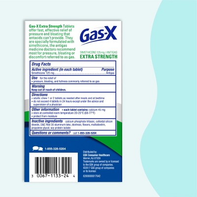 Gas-X Extra Strength Anti-gas Cherry Creme Chewable Tablets to Relieve Excess Gas - 72ct