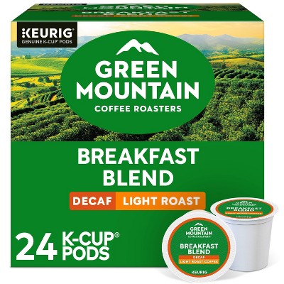 24ct Green Mountain Coffee Breakfast Blend Decaf Keurig K-Cup Coffee Pods Decaffeinated Light Roast