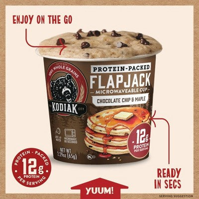 Kodiak Cakes Protein-Packed Single-Serve Flapjack Cup Chocolate Chip & Maple - 2.29oz