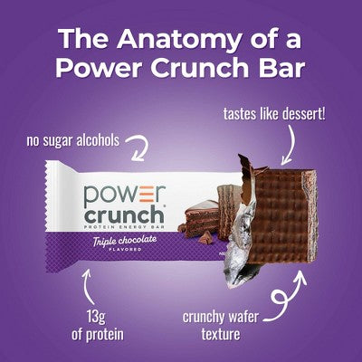 Power Crunch Wafer Triple Chocolate Whey Protein Energy Bars - 13g Protein - 5ct