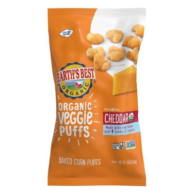 Earth's Best Organic Veggie Cheddar Puffs Baby & Toddler Snacks Sesame Street - 1.55oz