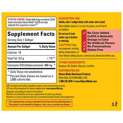 Nature Made CoQ10 400mg Softgels, CoQ10 400mg for Heart Health Support, USP Verified - 40ct