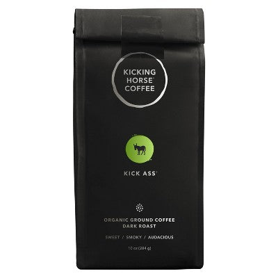 Kicking Horse Coffee Kick *** Dark Roast Fair Trade Certified Organic Ground Coffee - 10oz